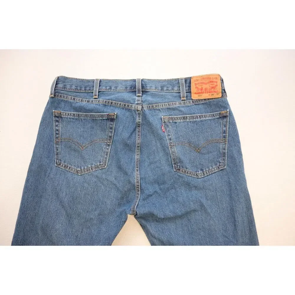 Levi's‎ 505 Regular Fit Straight Blue Rugged Denim Jeans Mens Size 38 x 30